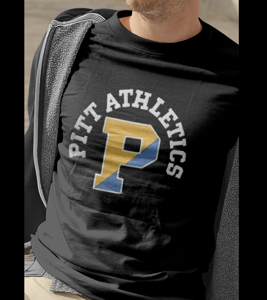 Pitt Athletics P Split Yellow Blue Block Letter Pittsburgh Panthers NCAA T-Shirt