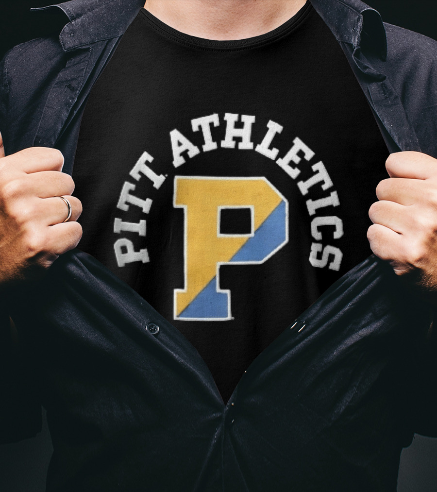 Pitt Athletics P Split Yellow Blue Block Letter Pittsburgh Panthers NCAA T-Shirt