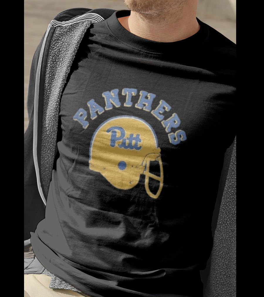 Pittsburgh Panthers NCAA Pitt Yellow Football Helmet Panthers T-Shirt
