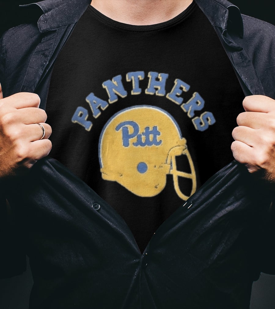 Pittsburgh Panthers NCAA Pitt Yellow Football Helmet Panthers T-Shirt