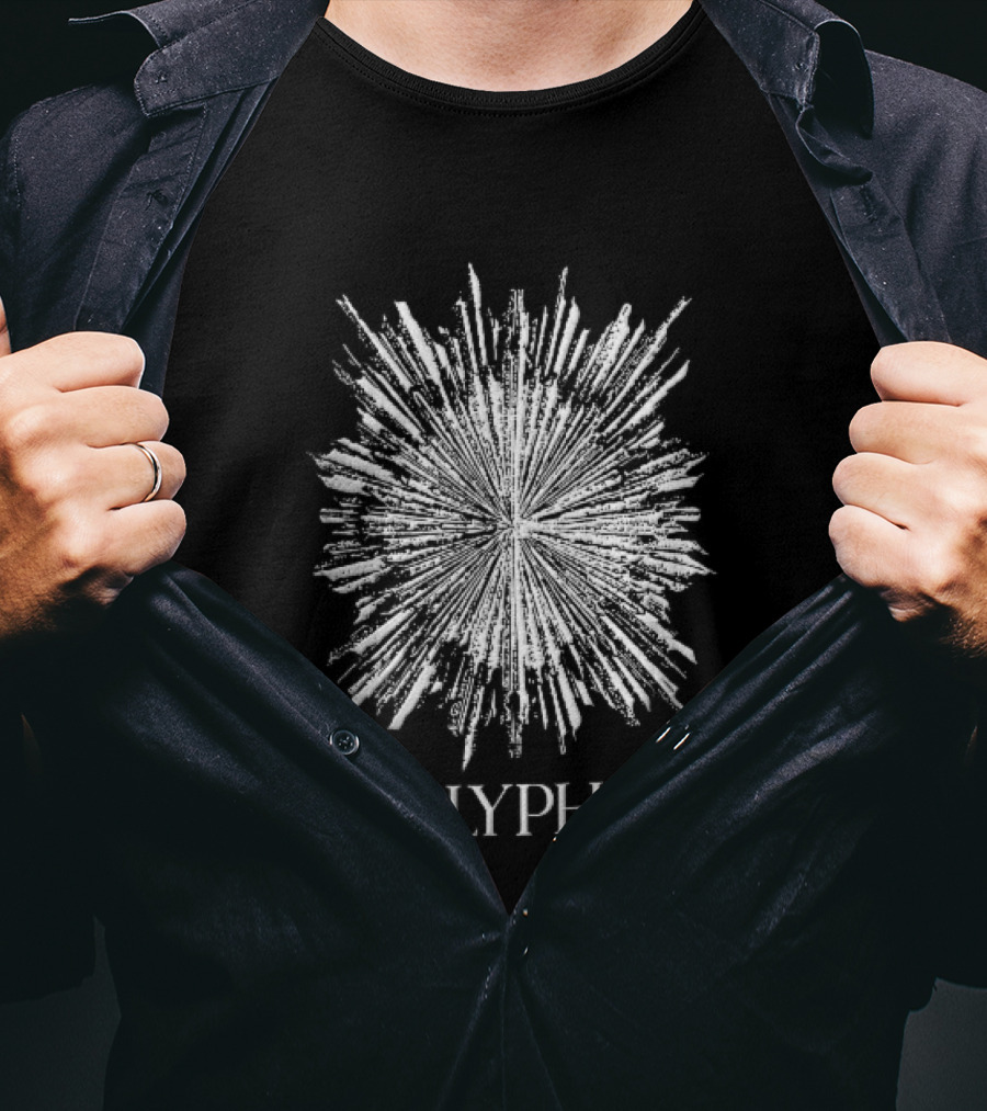 Polyphia Distressed White Starburst Explosion Rays Grunge Stencil T-Shirt
