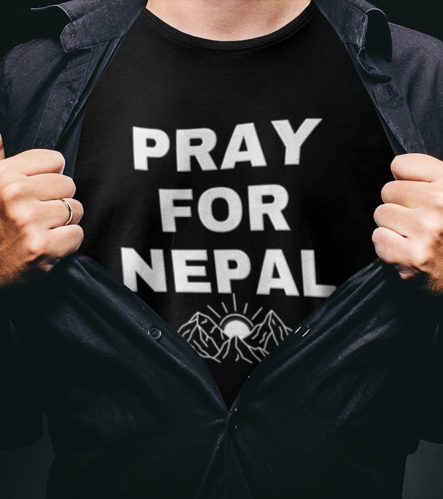 Pray For Nepal Himalayan Mountain Sun Relief Support T-Shirt