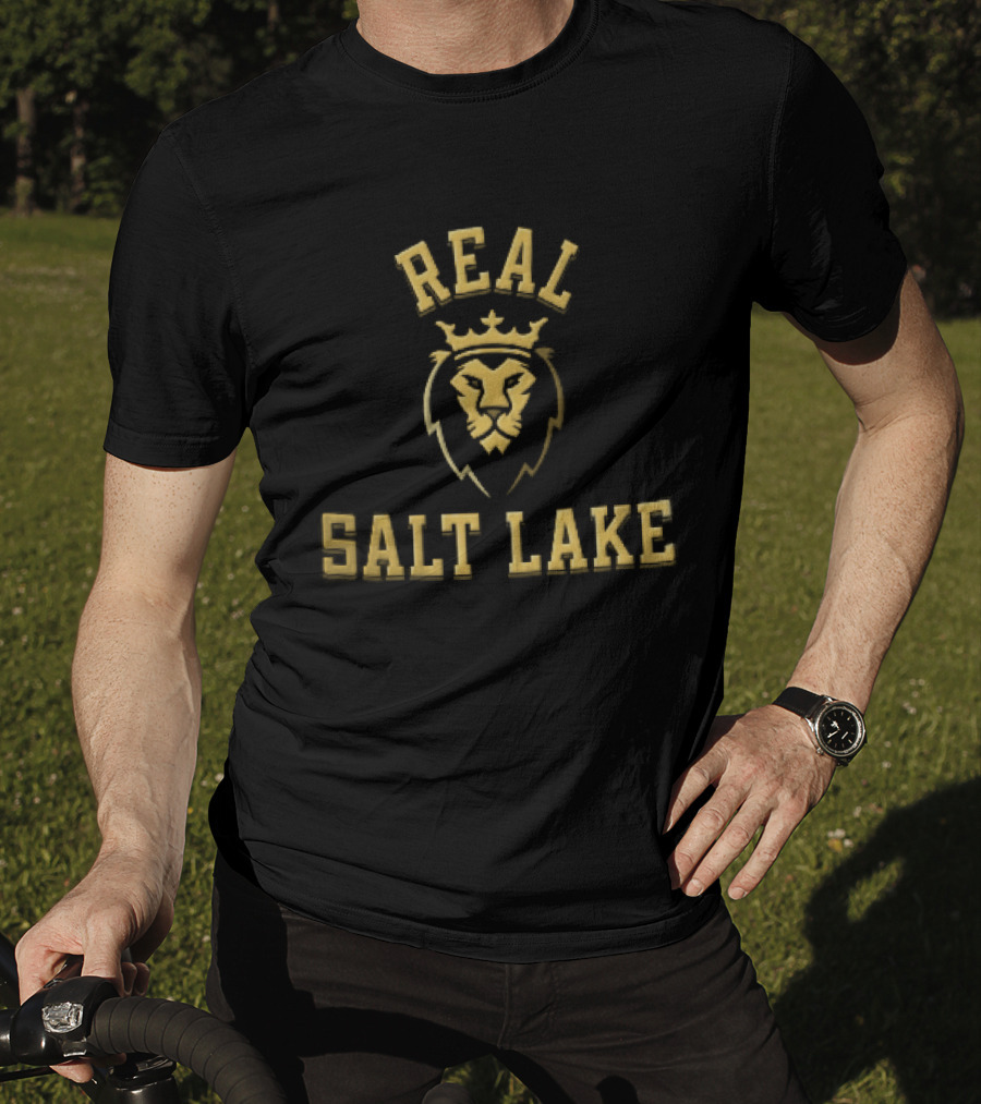 Real Salt Lake MLS Gold Maroon Crowned Lion Head T-Shirt