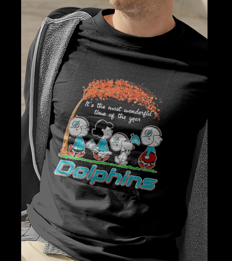 Peanuts Miami Dolphins It's The Most Wonderful Time Of The Year Halloween 2026 T-Shirt