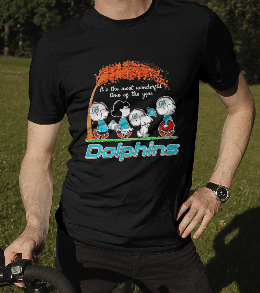 Peanuts Miami Dolphins It's The Most Wonderful Time Of The Year Halloween 2026 T-Shirt