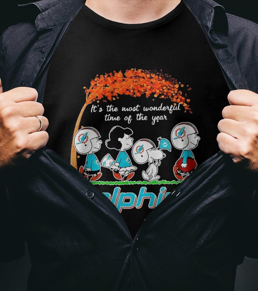 Peanuts Miami Dolphins It's The Most Wonderful Time Of The Year Halloween 2026 T-Shirt