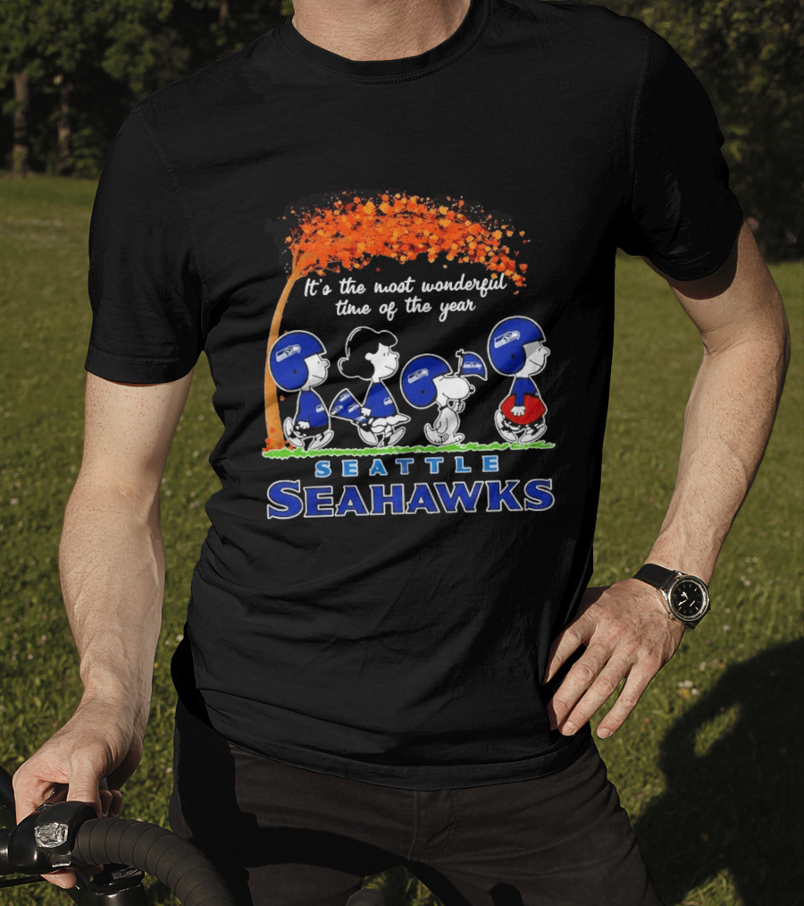 Seattle Seahawks Peanuts It's The Most Wonderful Time Of The Year 2026 T-Shirt