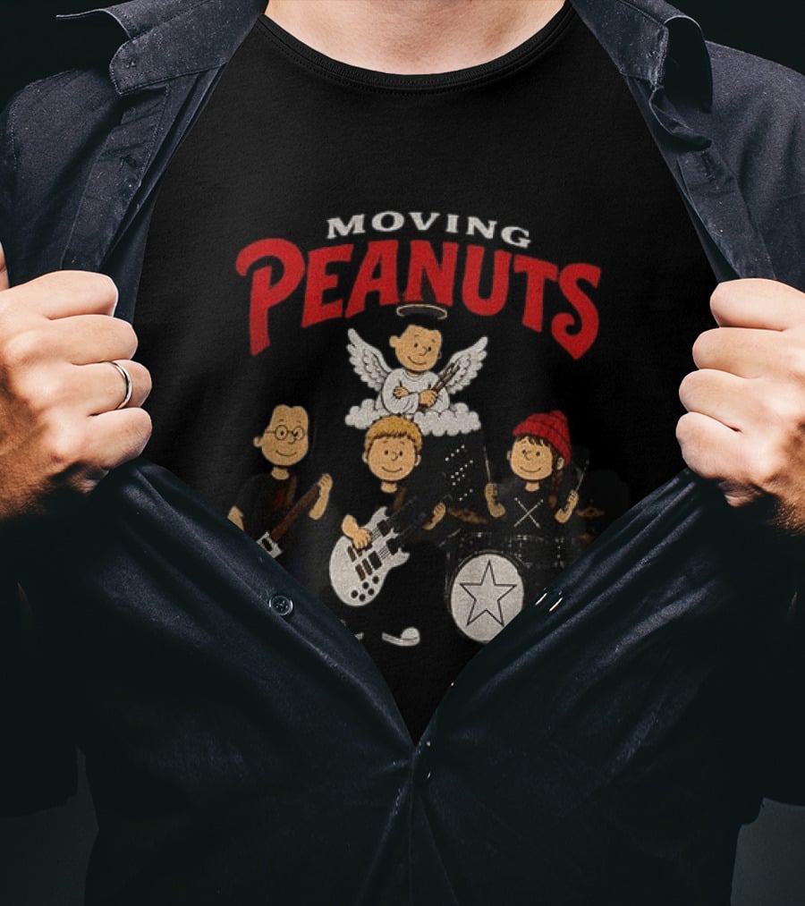 Moving Peanuts Rush Progressive Rock Rushmore Band T-Shirt