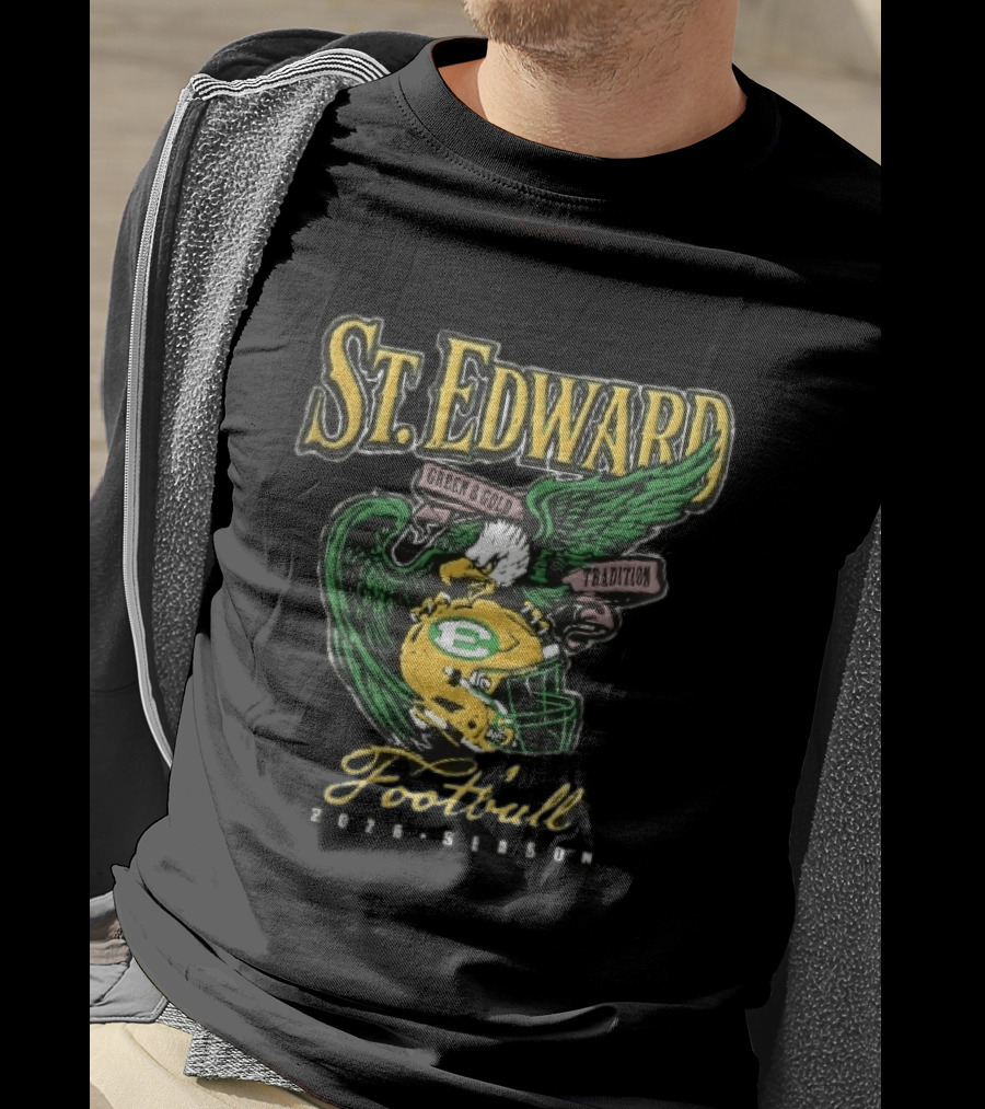 St Edward Green And Gold Tradition Football 2026 Season Eagle Helmet T-Shirt
