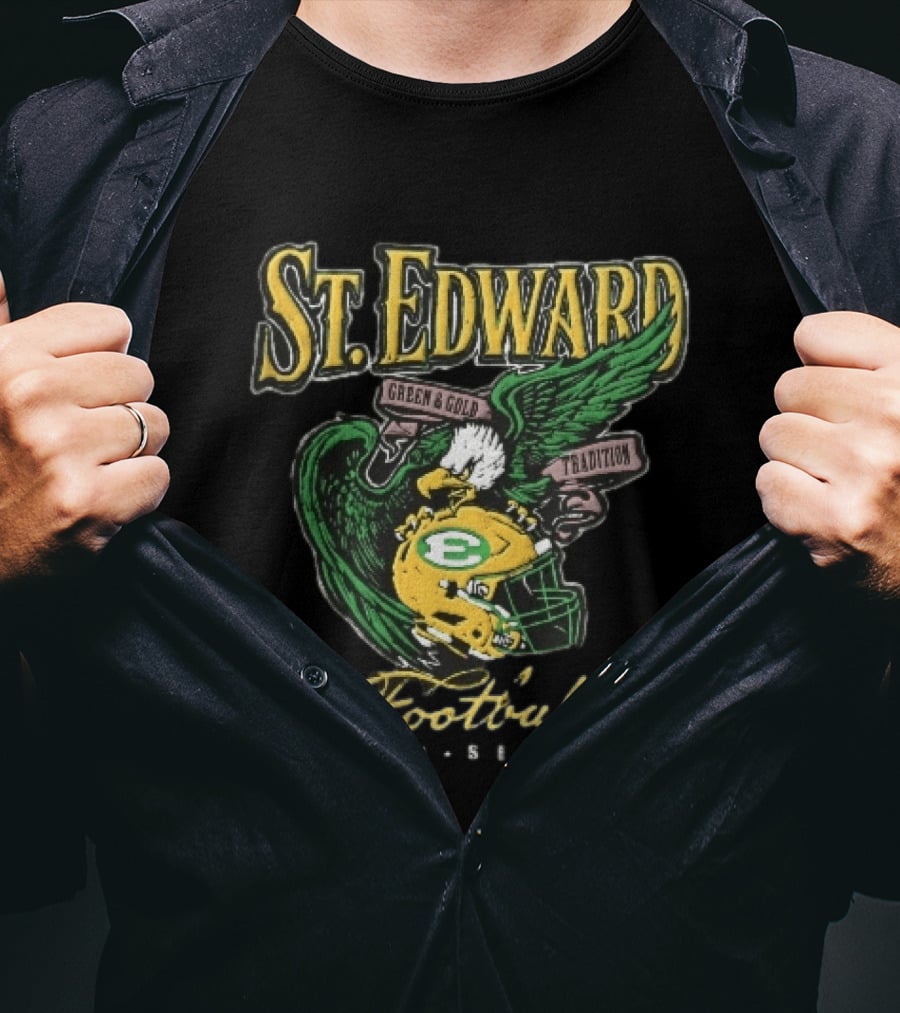 St Edward Green And Gold Tradition Football 2026 Season Eagle Helmet T-Shirt