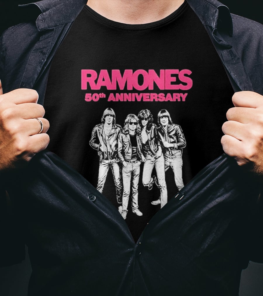RAMONES 50th Anniversary August 30 2026 Hollywood Forever LA Black T-Shirt
