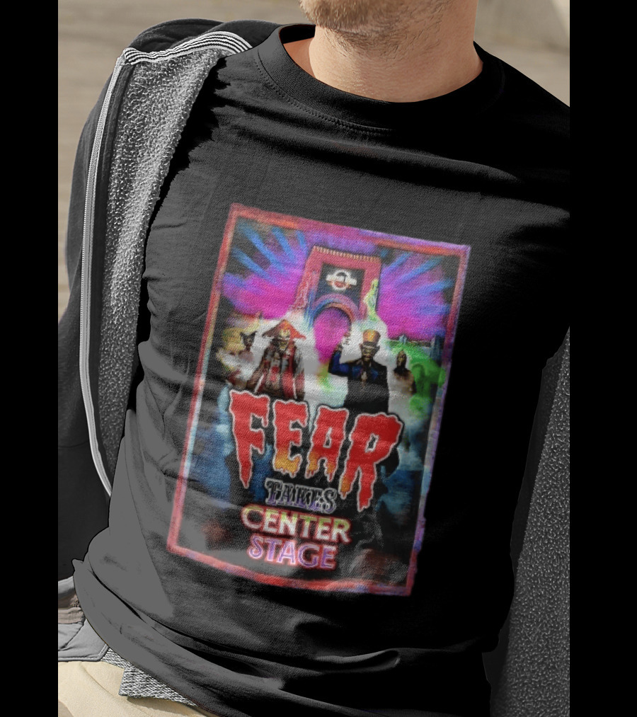Universal Studios Fear Takes Center Stage Horror Characters Neon Archway Fog T-Shirt