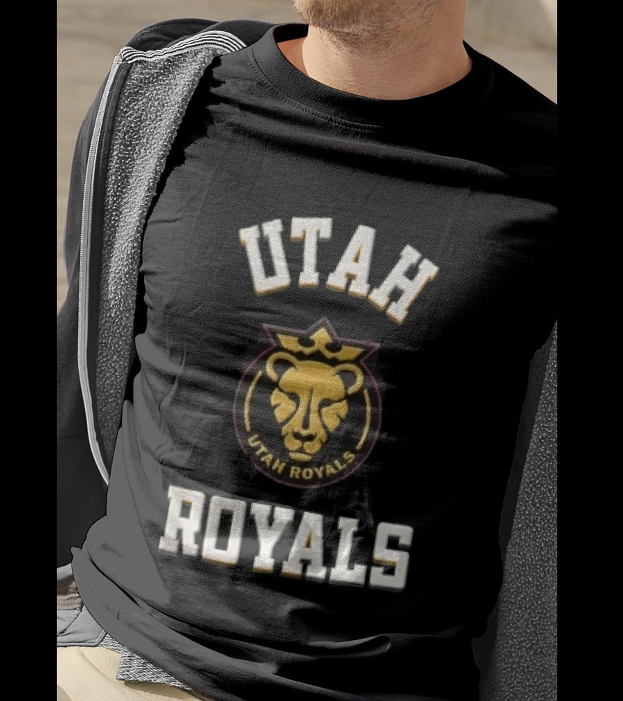 Utah Royals Varsity Lettering Lioness Crown Crest NWSL T-Shirt