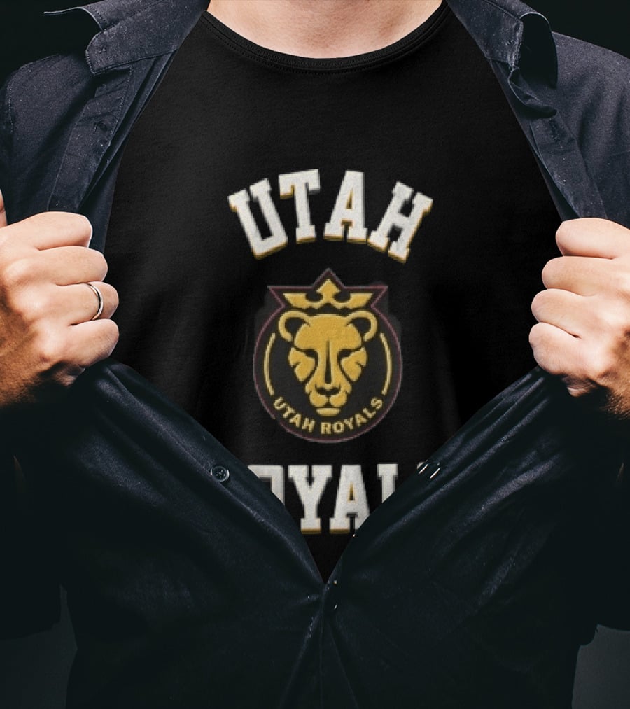 Utah Royals Varsity Lettering Lioness Crown Crest NWSL T-Shirt