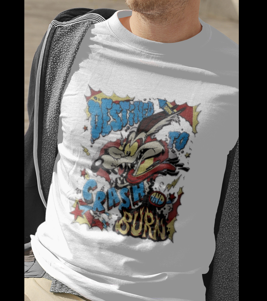 Acme Destined To Crash And Burn Cartoon Wile E. Coyote Rocket Flames T-Shirt