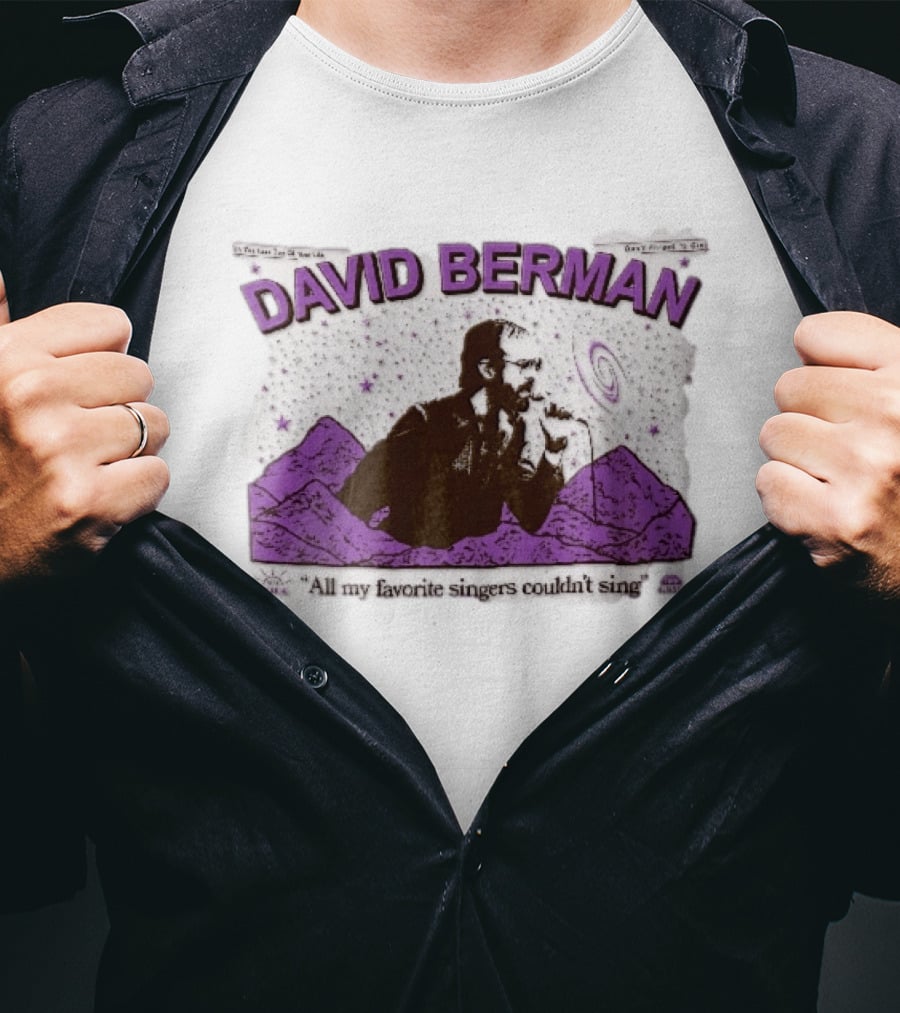 David Berman 1967 2019 All My Favorite Singers Couldnt Sing Microphone Mountains Galaxy Stars Halftone T-Shirt