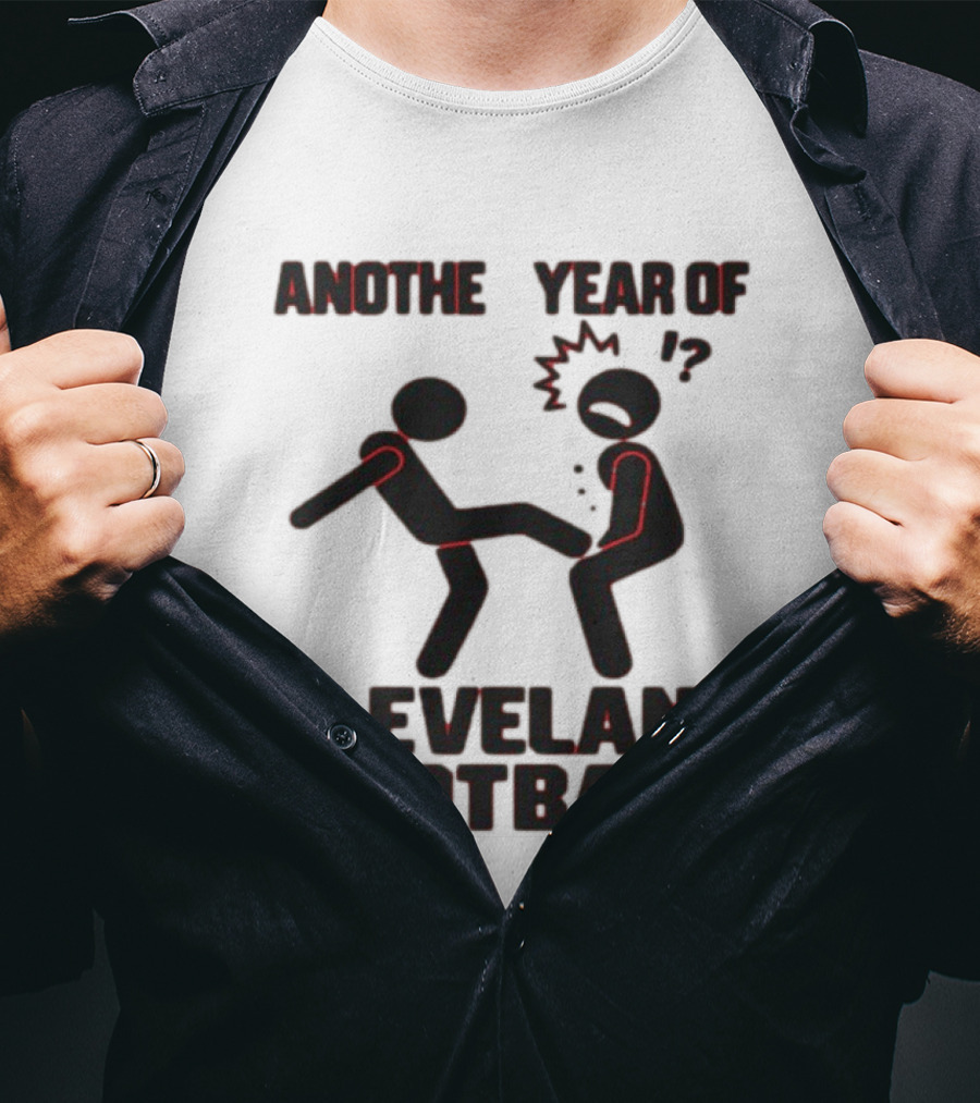 Anothe Year Of Cleveland Football Stick Figure Kick Humor T-Shirt