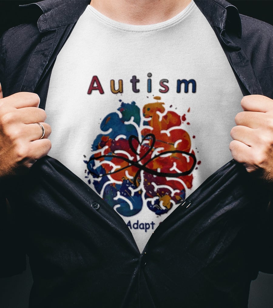 Autism Infinity Heart Accept Adapt Advocate Colorful Watercolor Brain T-Shirt