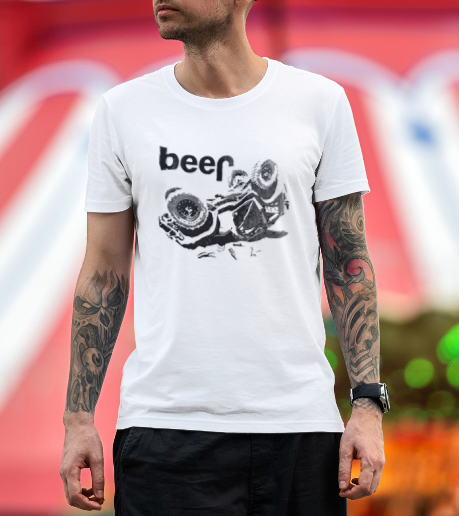 Beer Overturned Off Road Vehicle Offbeat Humor T-Shirt