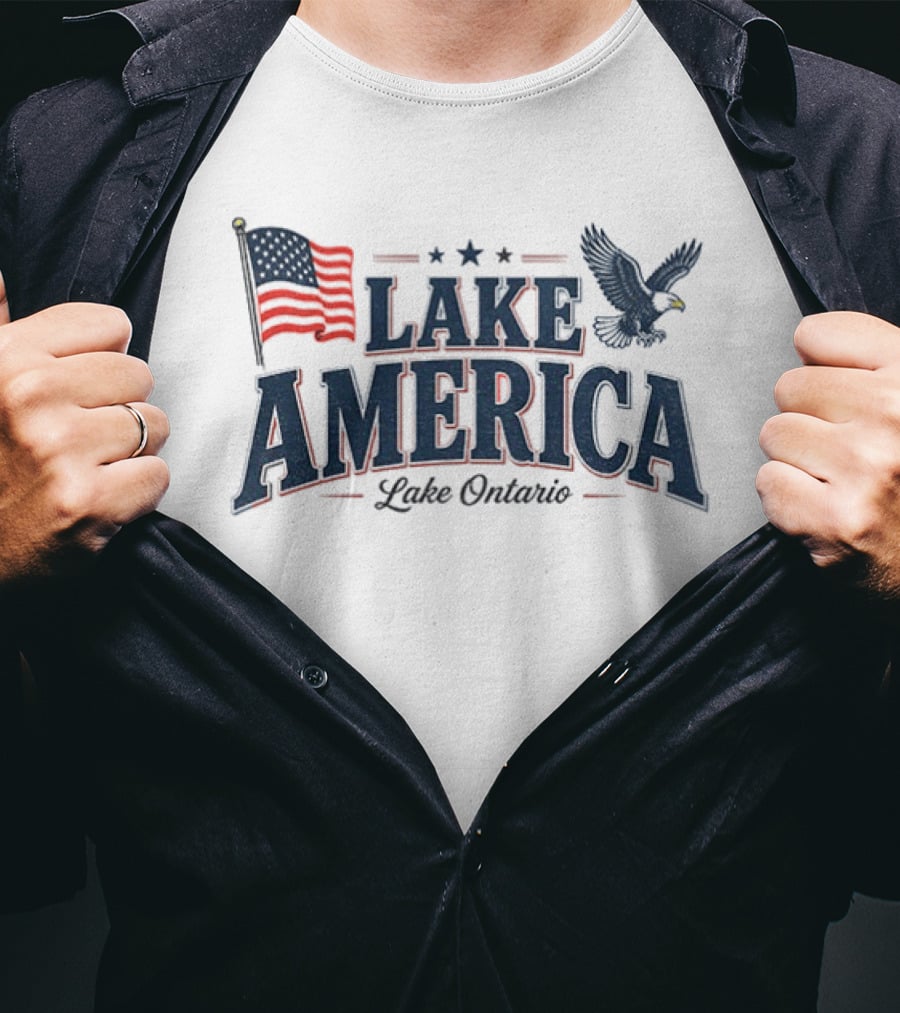 Lake America Lake Ontario Eagle American Flag Souvenir T-Shirt