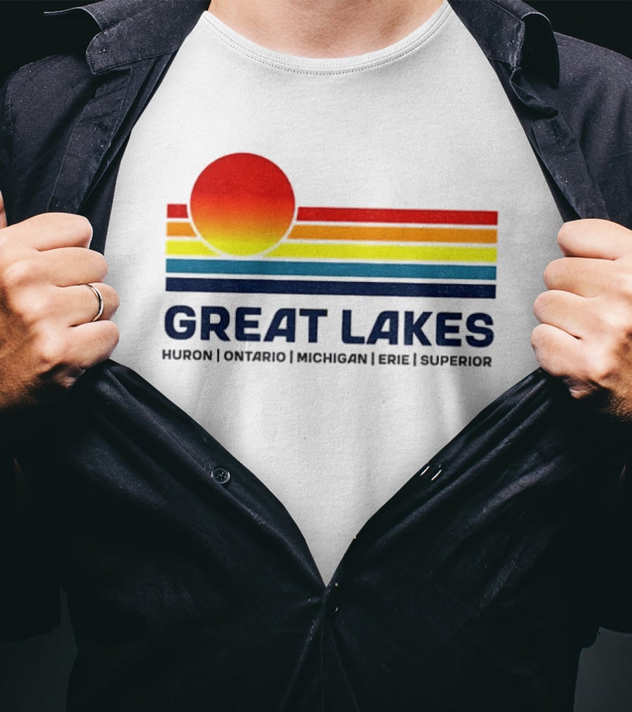 Great Lakes Huron Ontario Michigan Erie Superior Sunset T-Shirt