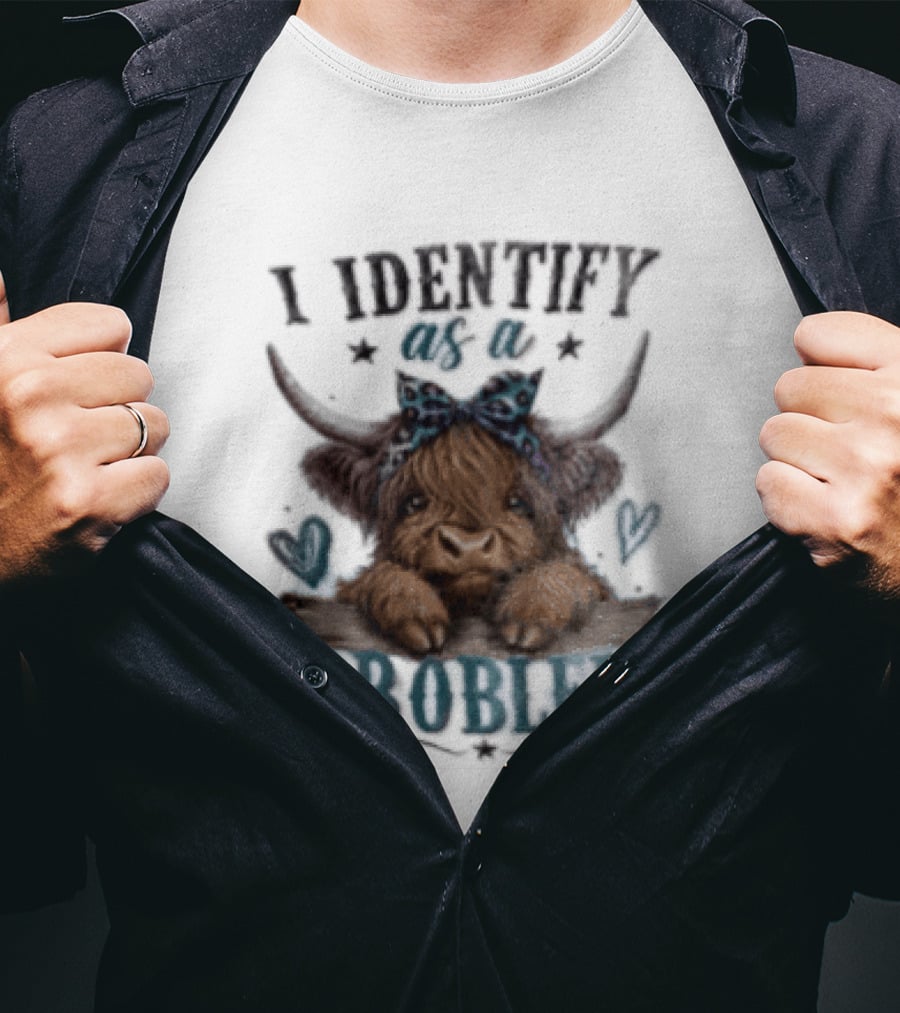 I Identify As A Problem Highland Cow Bow And Hearts T-Shirt