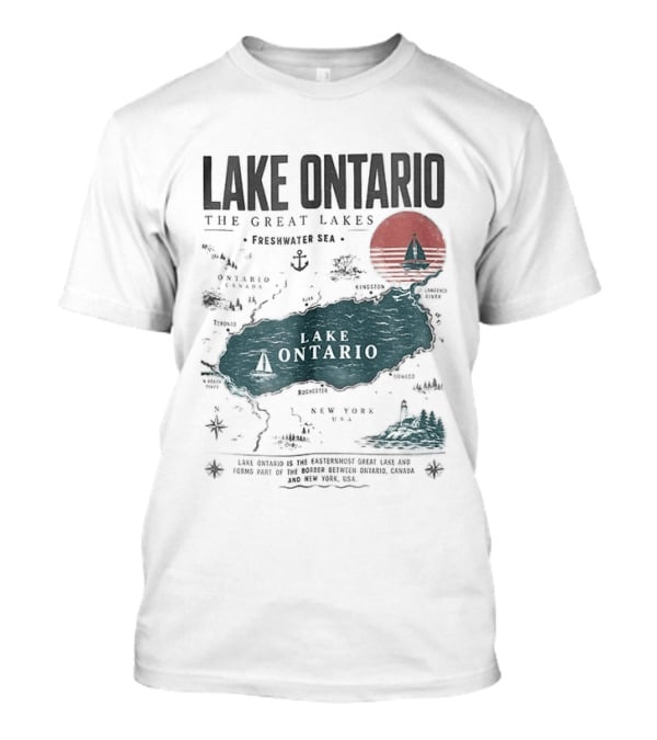 Lake Ontario Map And Sailboat The Great Lakes Resist T-Shirt