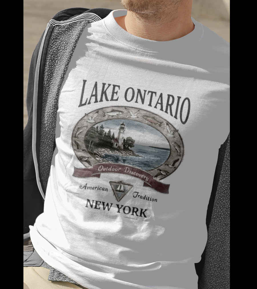 Lake Ontario New York Outdoor Discovery American Tradition 90s Nostalgia Camping Boating Fishing T-Shirt