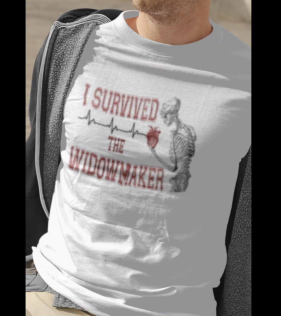 I Survived The Widowmaker Skeleton Holding Heart Rhythm T-Shirt