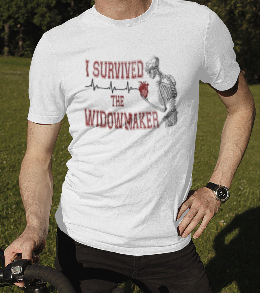 I Survived The Widowmaker Skeleton Holding Heart Rhythm T-Shirt