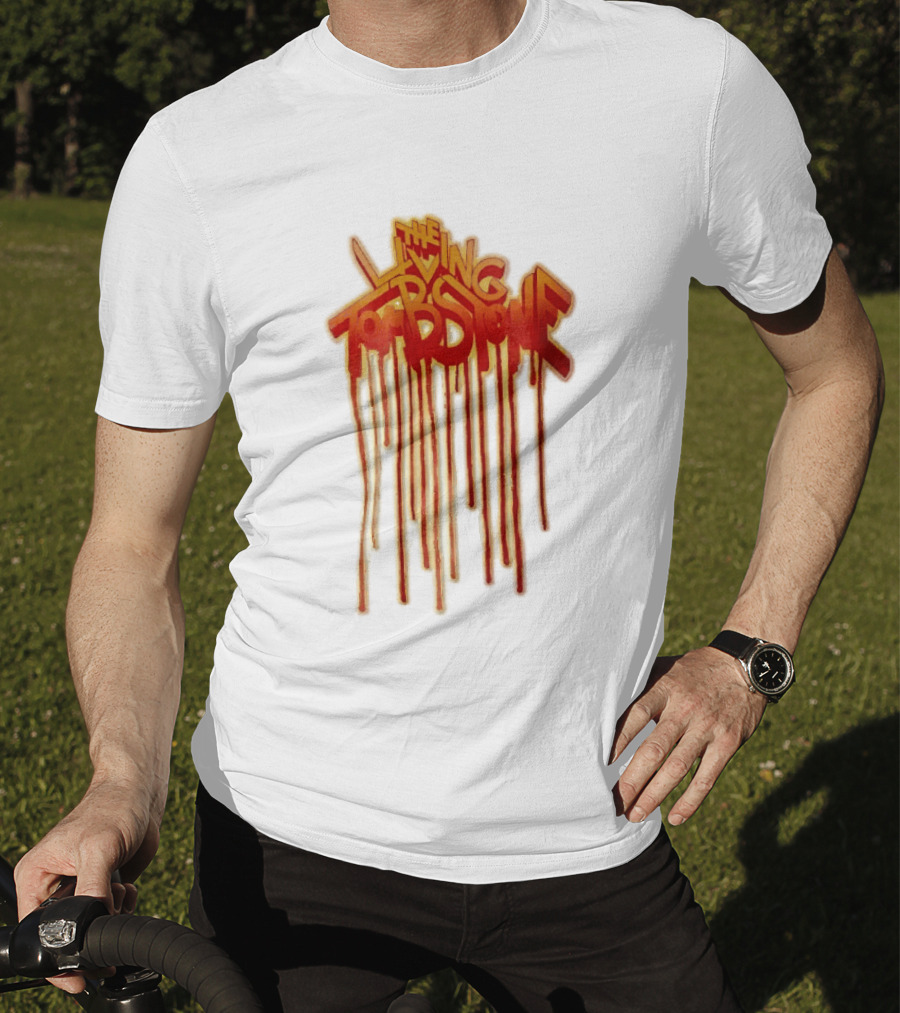 The Living Tombstone Red Orange Dripping Graffiti Font T-Shirt