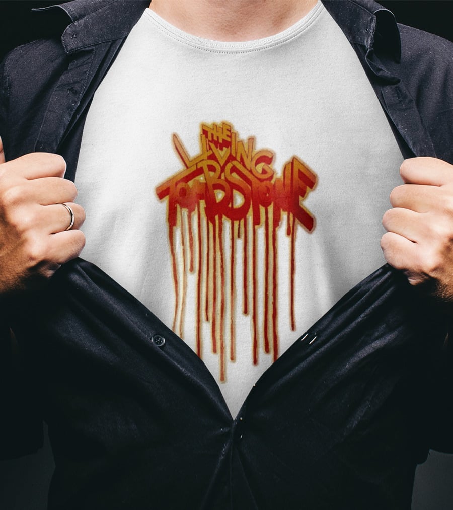 The Living Tombstone Red Orange Dripping Graffiti Font T-Shirt