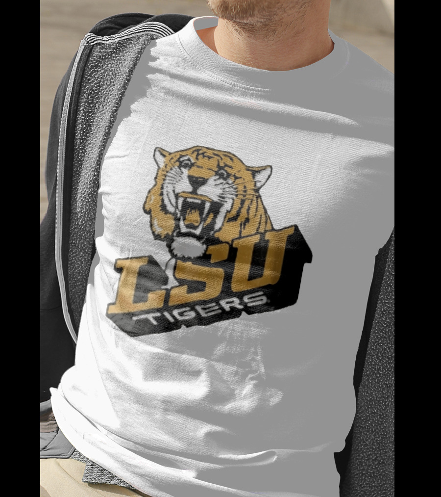 Louisiana State LSU Tigers Roaring 3D Block NCAA T-Shirt
