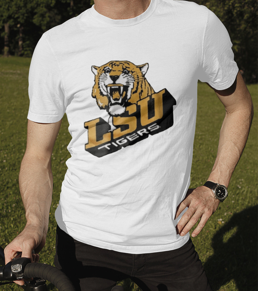 Louisiana State LSU Tigers Roaring 3D Block NCAA T-Shirt