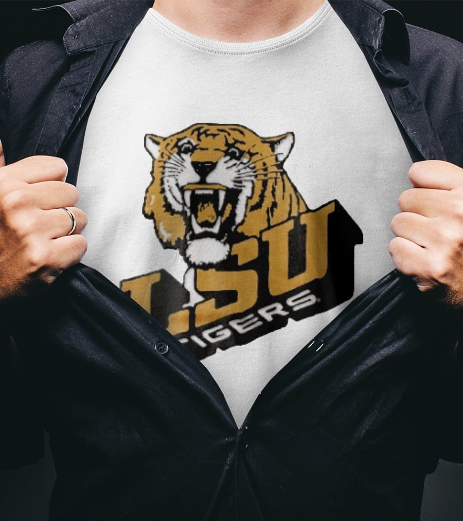 Louisiana State LSU Tigers Roaring 3D Block NCAA T-Shirt