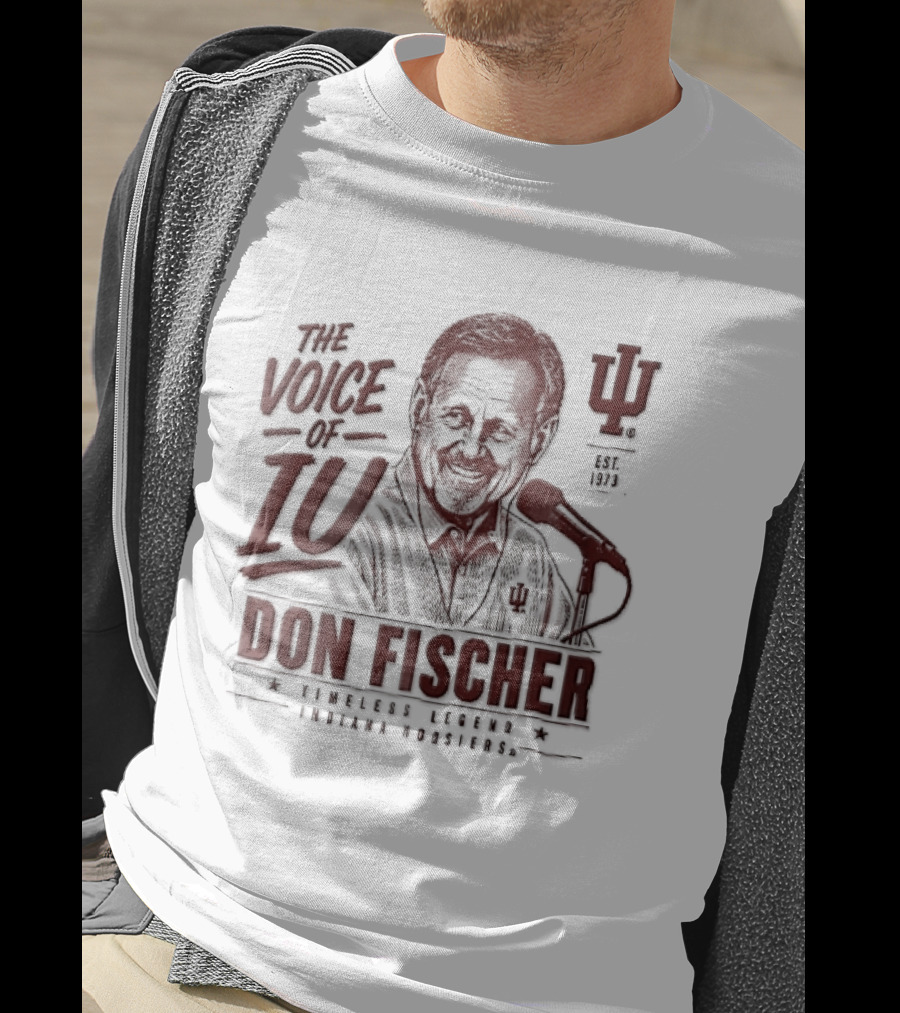 Indiana Hoosiers NCAA The Voice Of IU Don Fischer Timeless Legend Est 1973 Radio Announcer Microphone Line T-Shirt