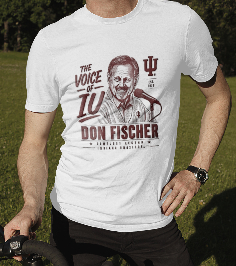 Indiana Hoosiers NCAA The Voice Of IU Don Fischer Timeless Legend Est 1973 Radio Announcer Microphone Line T-Shirt