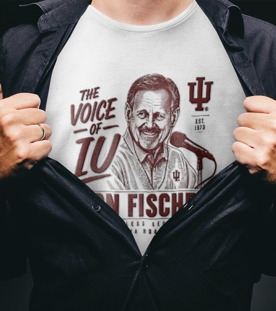Indiana Hoosiers NCAA The Voice Of IU Don Fischer Timeless Legend Est 1973 Radio Announcer Microphone Line T-Shirt