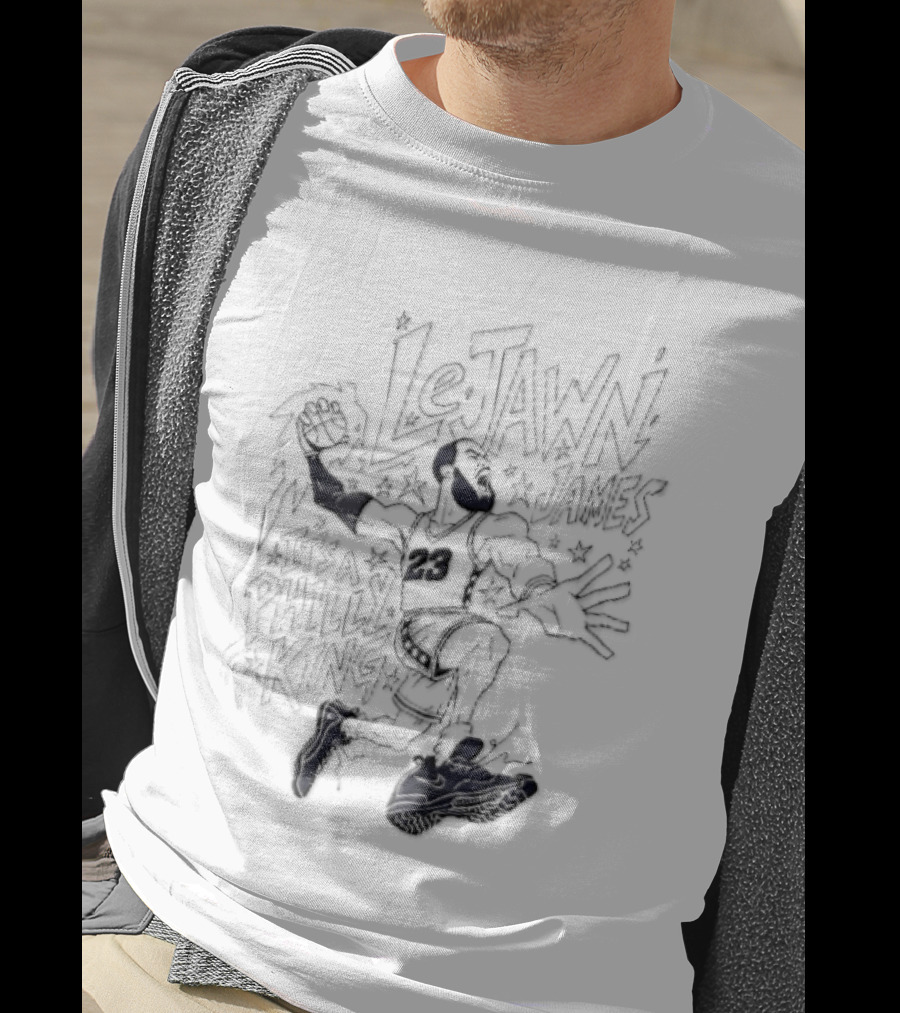 Lejawn James Philly King Cartoon Basketball Player Dunking Line T-Shirt