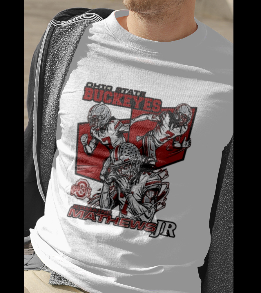 Ohio State Buckeyes Jermaine Mathews Jr. Comic Football Action T-Shirt