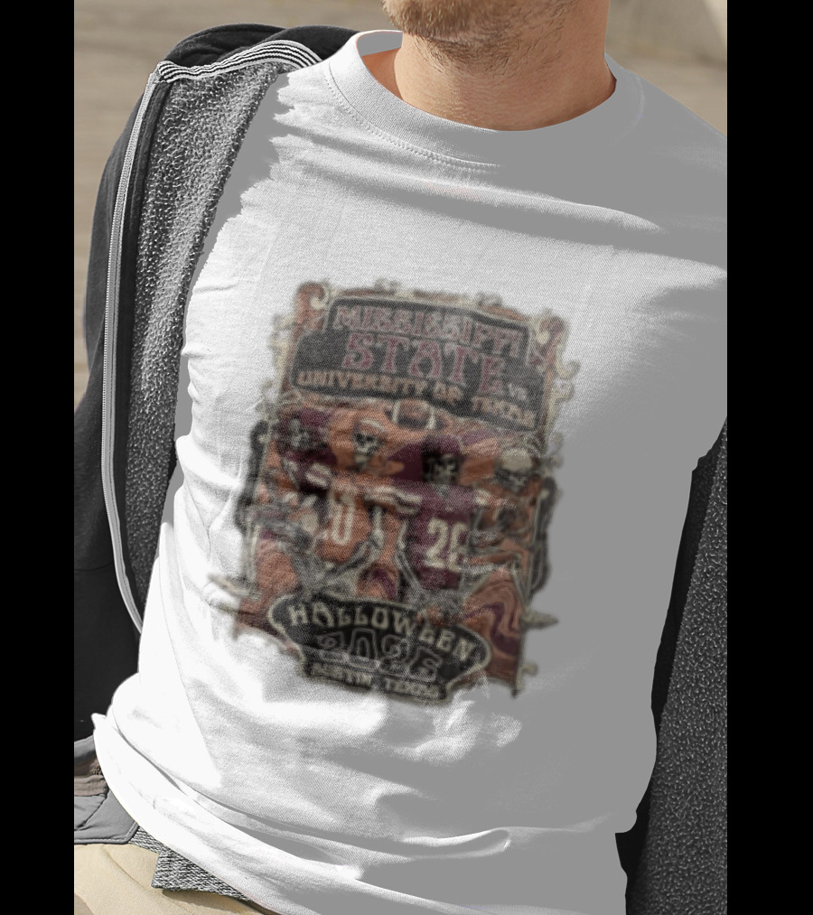Mississippi State Vs University Of Texas Halloween 2026 Austin Texas Skeleton Football Players T-Shirt