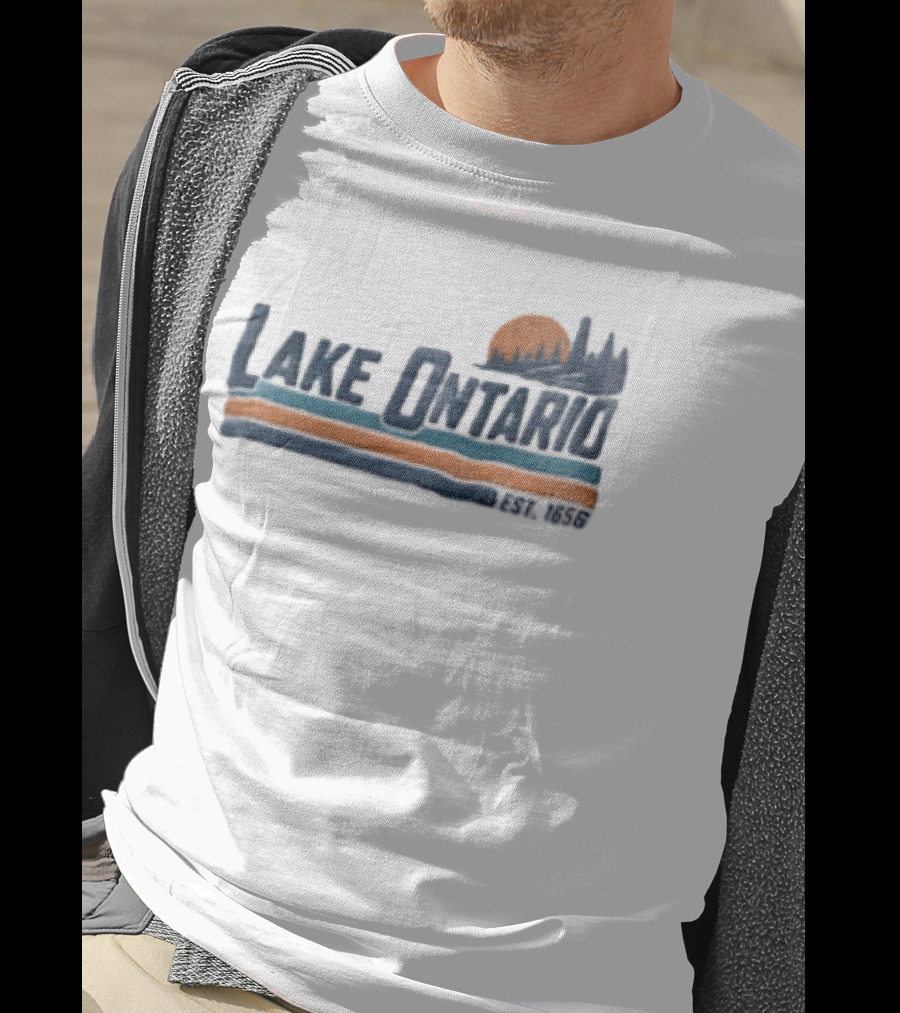 Lake Ontario Sunset Lighthouse EST 1656 Pine Trees T-Shirt