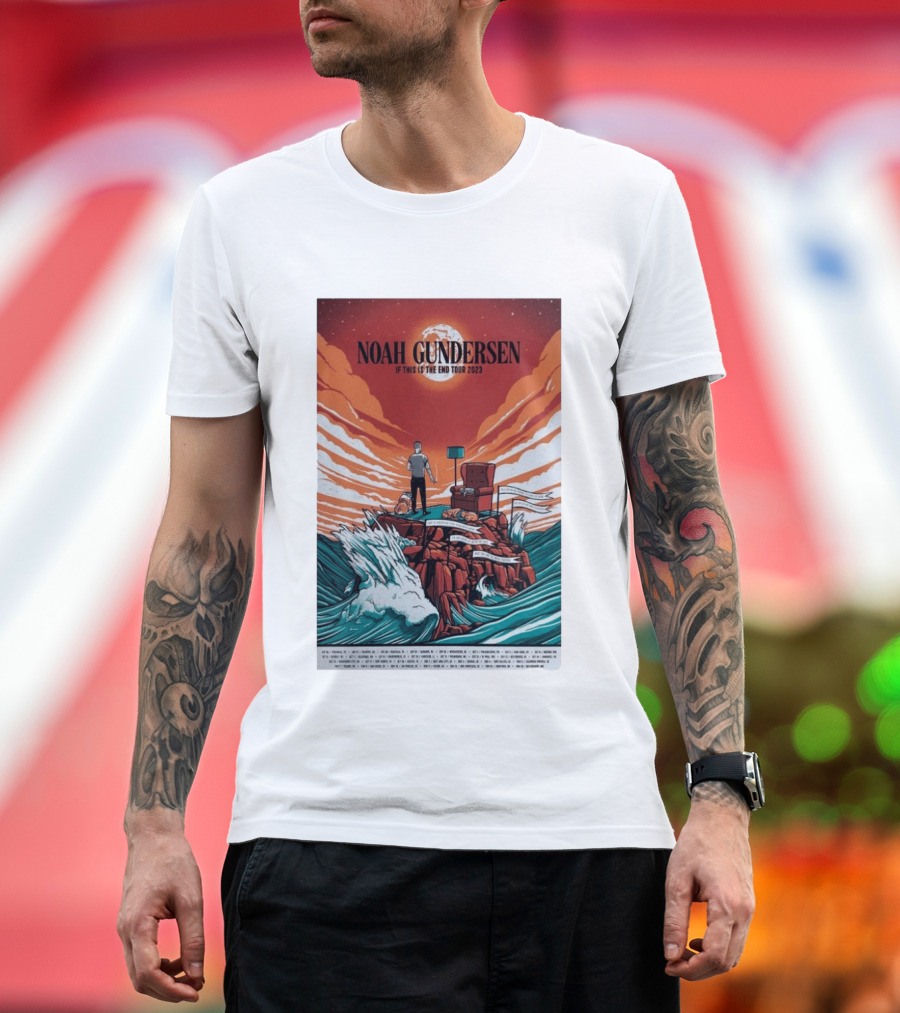 Noah Gundersen If This Is The End Tour 2023 Dramatic Ocean Waves Red Sky T-Shirt