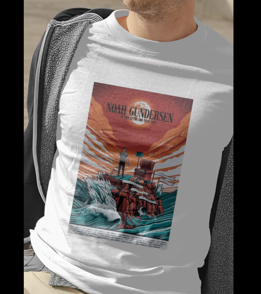 Noah Gundersen If This Is The End Tour 2023 Dramatic Ocean Waves Red Sky T-Shirt