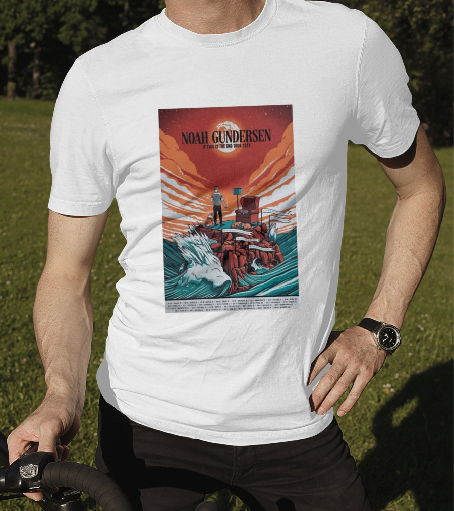 Noah Gundersen If This Is The End Tour 2023 Dramatic Ocean Waves Red Sky T-Shirt