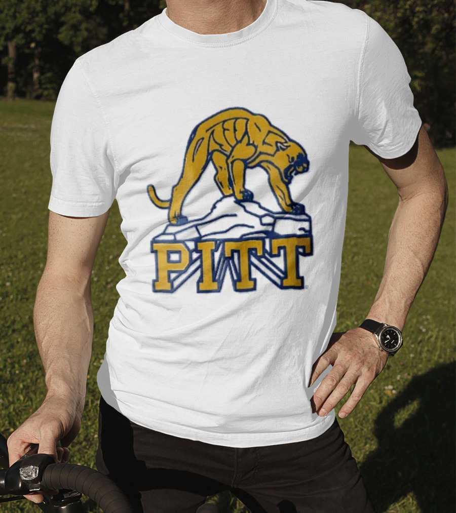 Pittsburgh Panthers Pitt Gold Panther Standing On Rock T-Shirt