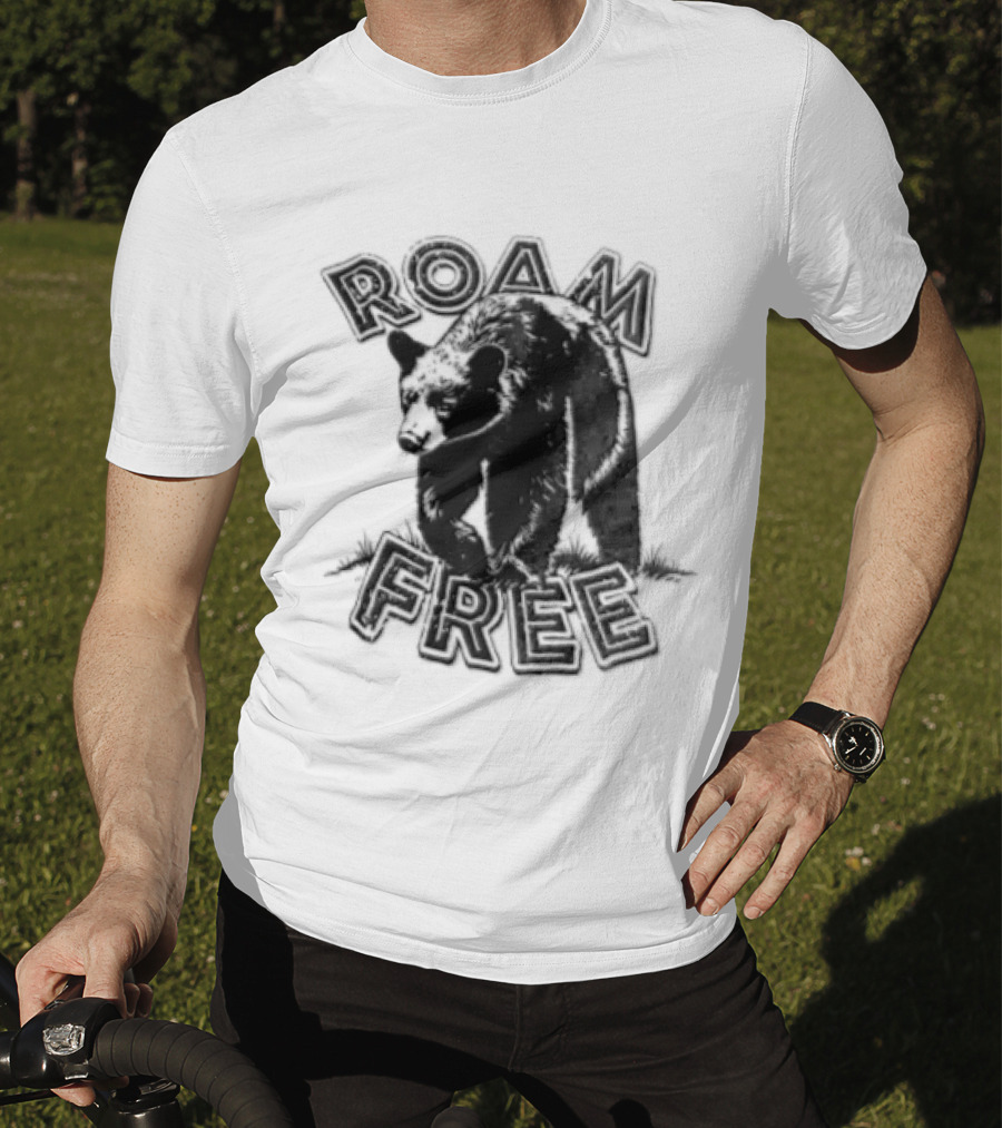 Roam Free Black Bear Distressed Walking Grass T-Shirt