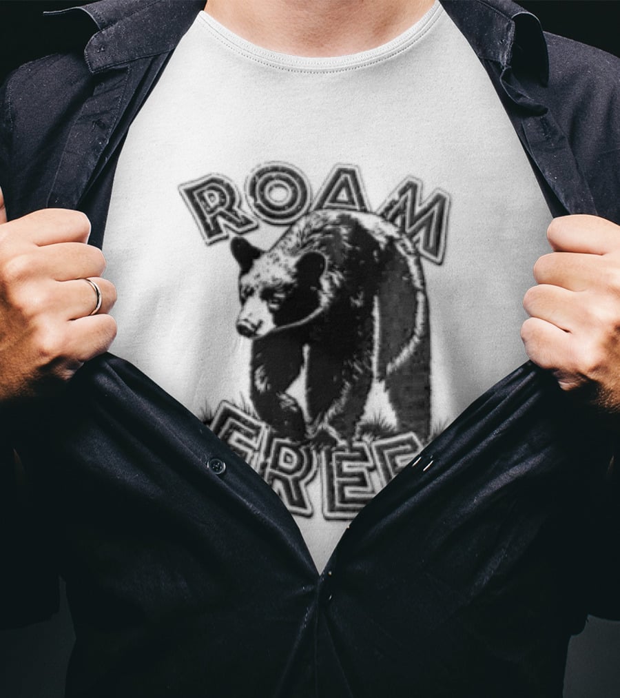 Roam Free Black Bear Distressed Walking Grass T-Shirt