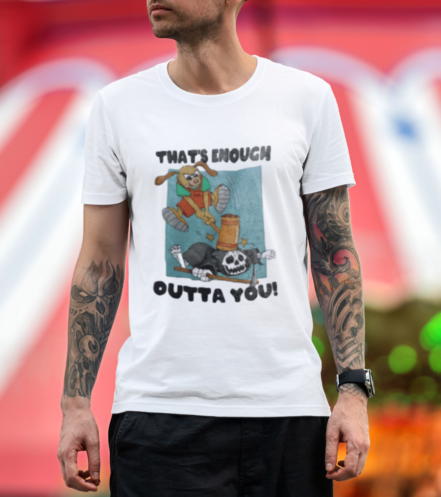 That's Enough Outta You Bunny Hitting Grim Reaper With Hammer T-Shirt