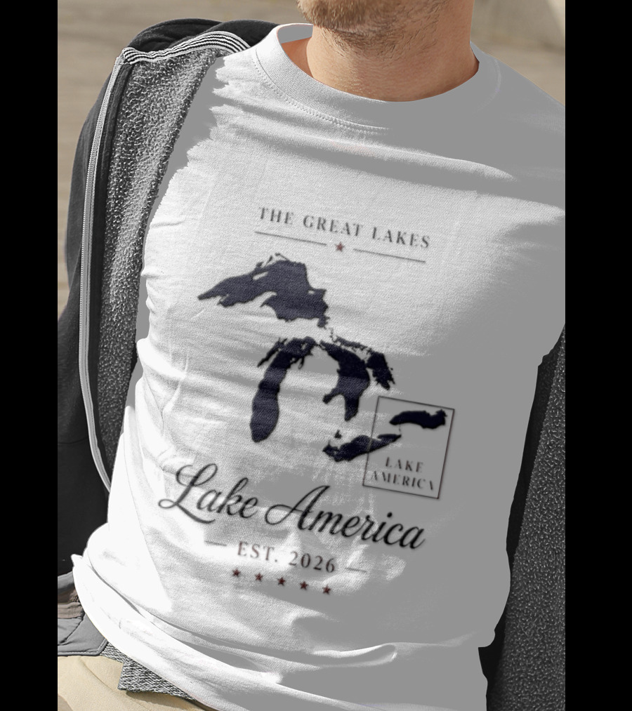 The Great Lakes Lake America Est 2026 Map T-Shirt